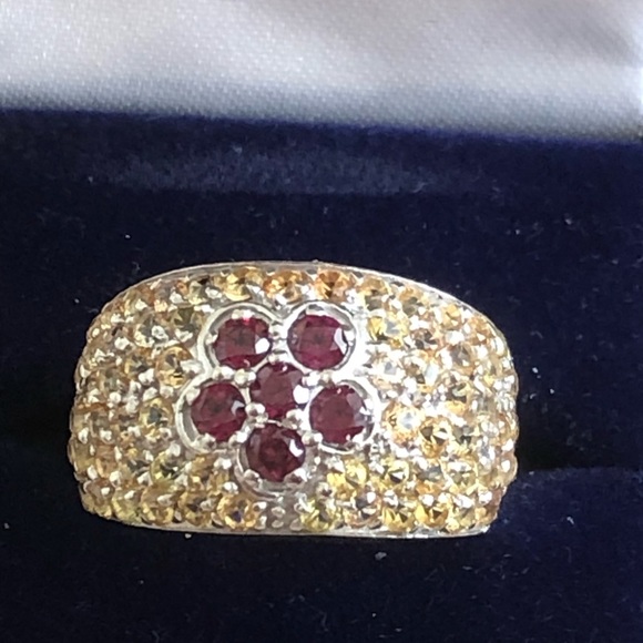 NWOT Sterling Silver Yellow Sapphire & Rhodolite Garnet Ring - Picture 4 of 9